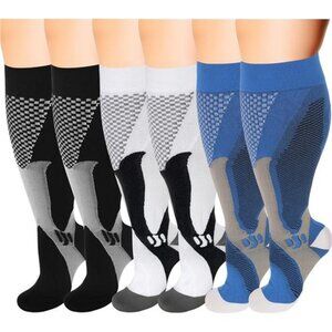 Double Couple 6 Pairs Compression Socks for Men Women 20-30mmhg Knee High
